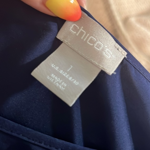 Chico’s Chiffon Floral Ruffle Blouse Long Sleeve Feminine Sheer w/Camisole - Picture 8 of 12